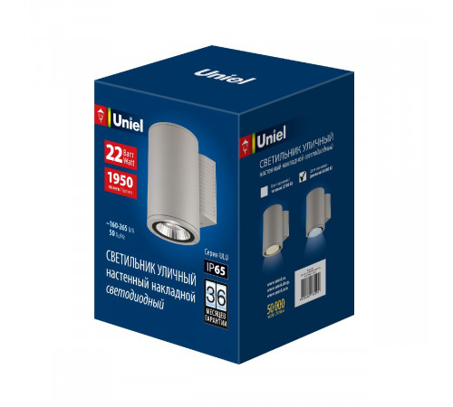 Уличный настенный светильник Uniel ULU-S21С-22W/6400K IP65 LIGHT GREY UL-00011083 Уличный настенный светильник Uniel ULU-S21С-22W/6400K IP65 LIGHT GREY UL-00011083