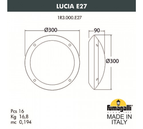 Уличный настенный светильник Fumagalli Lucia 1R3.000.000.AYE27BU1 Уличный настенный светильник Fumagalli Lucia 1R3.000.000.AYE27BU1