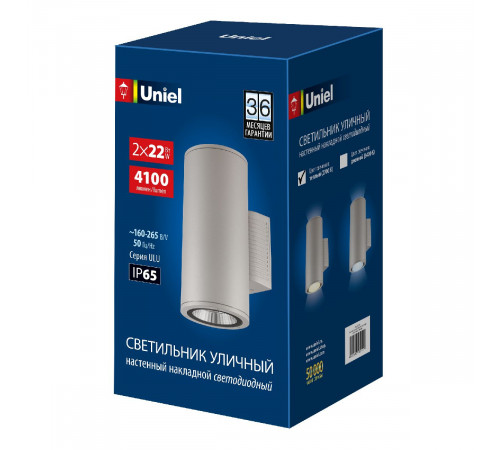 Уличный настенный светильник Uniel ULU-S22D-2x22W/2700K IP65 LIGHT GREY UL-00011086 Уличный настенный светильник Uniel ULU-S22D-2x22W/2700K IP65 LIGHT GREY UL-00011086
