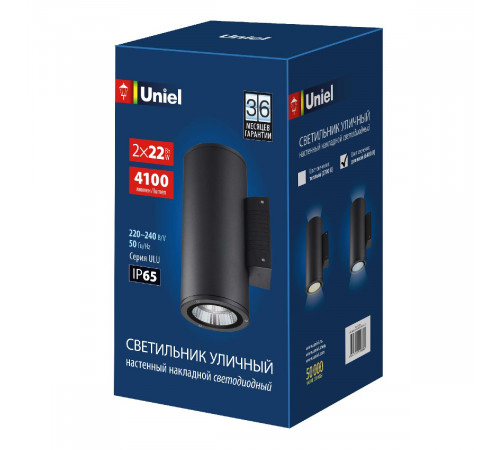 Уличный настенный светильник Uniel ULU-S22D-2x22W/6400K IP65 BLACK UL-00010852 Уличный настенный светильник Uniel ULU-S22D-2x22W/6400K IP65 BLACK UL-00010852
