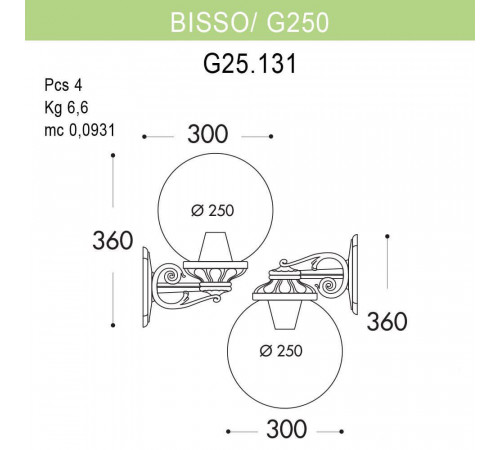 Уличный настенный светильник Fumagalli Bisso/G250 G25.131.000.WZE27