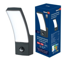 Уличный настенный светодиодный светильник (UL-00006811) Uniel ULU-S71A-12W/4000K Sensor IP65 Black