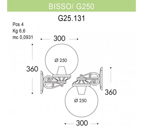Уличный настенный светильник Fumagalli Bisso/G250 G25.131.000.WYE27