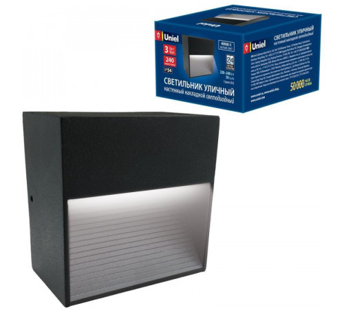 Уличный настенный светодиодный светильник (UL-00006804) Uniel ULU-S03A-3W/4000K IP54 Black