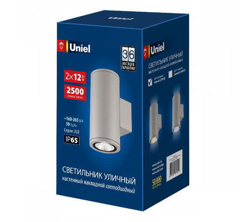 Уличный настенный светильник Uniel ULU-S22D-2x12W/2700K IP65 LIGHT GREY UL-00011084 Уличный настенный светильник Uniel ULU-S22D-2x12W/2700K IP65 LIGHT GREY UL-00011084