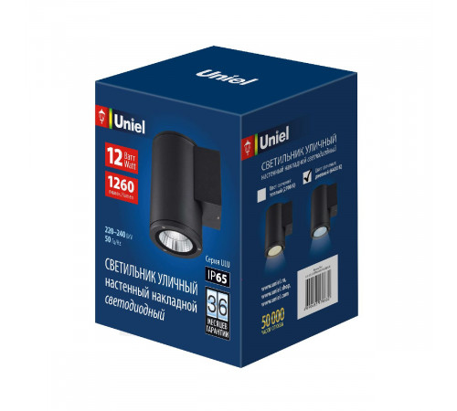 Уличный настенный светильник Uniel ULU-S21С-12W/6400K IP65 BLACK UL-00010846 Уличный настенный светильник Uniel ULU-S21С-12W/6400K IP65 BLACK UL-00010846