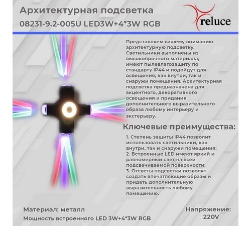Архитектурный светильник Reluce 08231-9.2-005U LED3W+4*3W RGB BK