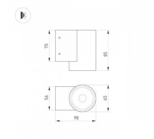 Уличный настенный светильник Arlight LGD-RAY-WALL-R65-9W Warm3000 (GR, 23 deg, 230V) (IP65 Металл) 038153(1)