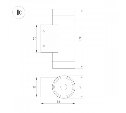 Уличный настенный светильник Arlight LGD-RAY-WALL-TWIN-R65-2x9W Warm3000 (GR, 23 deg, 230V) (IP65 Металл) 038154(1) Уличный настенный светильник Arlight LGD-RAY-WALL-TWIN-R65-2x9W Warm3000 (GR, 23 deg, 230V) (IP65 Металл) 038154(1)