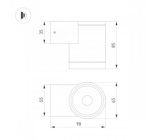 Уличный настенный светильник Arlight LGD-RAY-WALL-R65-9W Day4000 (GR, 23 deg, 230V) (IP65 Металл) 044852(1)