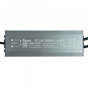 Трансформатор электронный для светодиодной ленты Feron LB007 300W 24V IP67 (драйвер) 53084