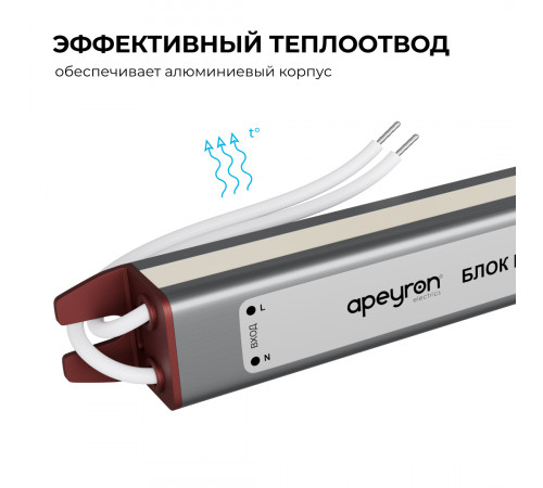 Блок питания Apeyron 12В, 24Вт, 200-264В, 2А, IP67 03-179