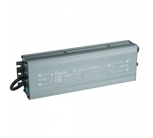 Трансформатор электронный для светодиодной ленты Feron LB007 250W 24V IP67 (драйвер) 53083