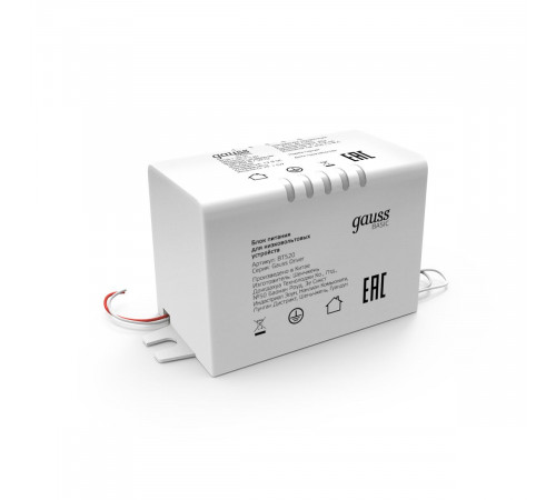 Блок питания Gauss Basic 5Вт DC12В 0.42А IP67 BT520 Блок питания Gauss Basic 5Вт DC12В 0.42А IP67 BT520