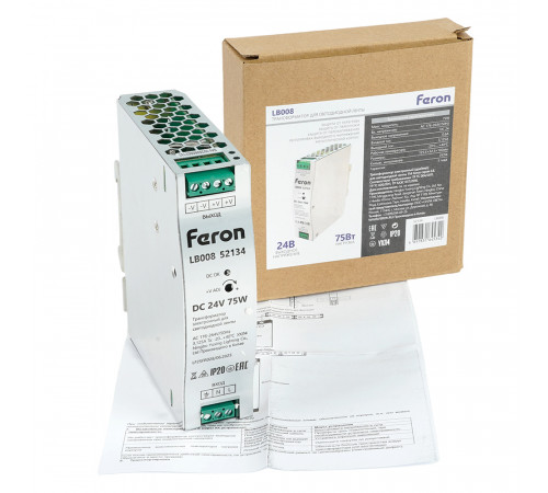 Трансформатор электронный на DIN-рейку Feron LB008 5W 24V IP20 52134