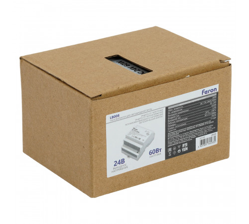 Трансформатор электронный на DIN-рейку Feron LB008 60W 24V IP20 52133