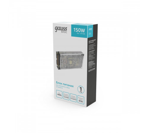Блок питания Gauss Basic 150Вт DC12В 12.5А IP20 BT506 Блок питания Gauss Basic 150Вт DC12В 12.5А IP20 BT506