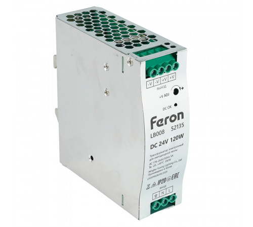 Трансформатор электронный на DIN-рейку Feron LB008 120W 24V IP20 52135