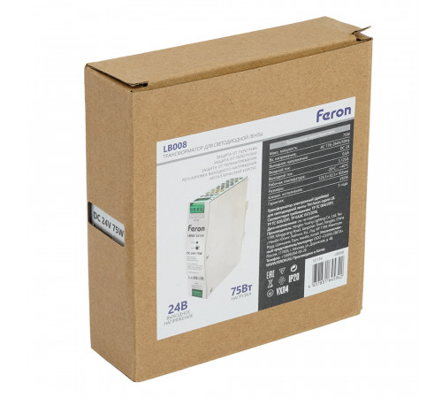 Трансформатор электронный на DIN-рейку Feron LB008 5W 24V IP20 52134