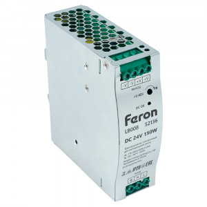 Трансформатор электронный на DIN-рейку Feron LB008 150W 24V IP20 52136
