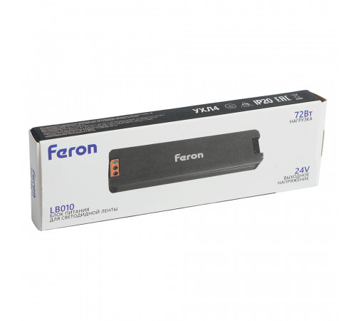 Трансформатор для светодиодной ленты Feron LB010 72W 24V IP20 53145