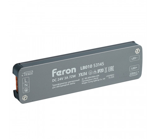Трансформатор для светодиодной ленты Feron LB010 72W 24V IP20 53145
