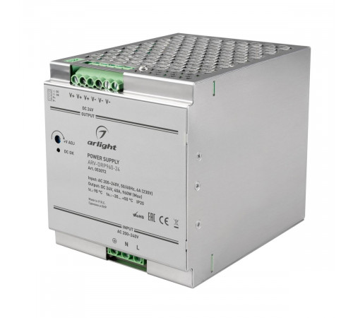 Блок питания Arlight ARV-DRP960-24 (24V, 40A, 960W, PFC) 053072 Блок питания Arlight ARV-DRP960-24 (24V, 40A, 960W, PFC) 053072