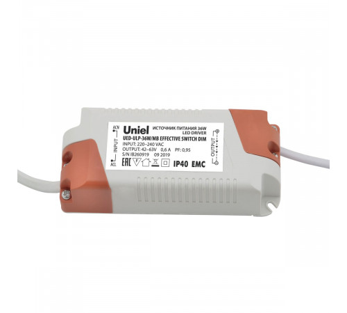 Блок питания диммируемый для светодиодных панелей ULP-36W Uniel UED-ULP-36W/MB EFFECTIVE SWITCH DIM UL-00006491 Блок питания диммируемый для светодиодных панелей ULP-36W Uniel UED-ULP-36W/MB EFFECTIVE SWITCH DIM UL-00006491