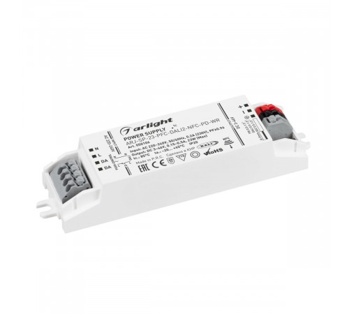 Блок питания Arlight ARJ-SP-23-PFC-DALI2-NFC-PD-WR (23W, 3-46V, 0.15-0.5A) 050106 Блок питания Arlight ARJ-SP-23-PFC-DALI2-NFC-PD-WR (23W, 3-46V, 0.15-0.5A) 050106