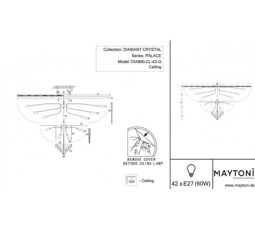 Потолочная люстра Maytoni Palace DIA890-CL-42-G