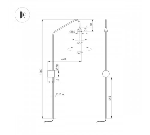 Бра Arlight SP-RINAR-WALL-5W Warm3000 (BK, 36 deg, 230V) (IP20 Металл) 059589