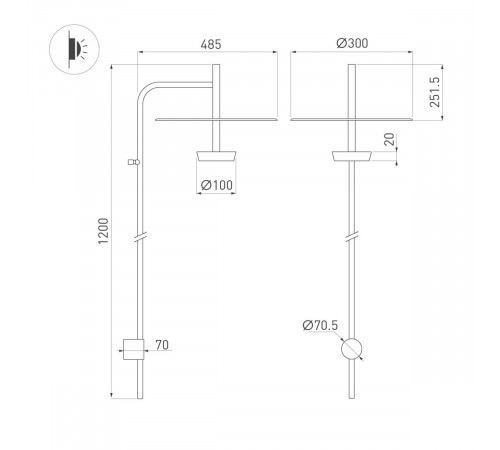 Бра Arlight SP-CAMPANA-WALL-L1200-9W Warm3000 (BK, 130 deg, 230V) (IP20 Металл) 059599