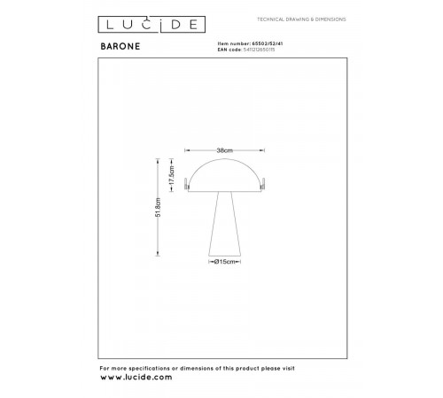 Настольная лампа Lucide Barone 65502/52/41