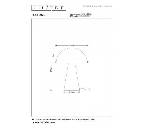 Настольная лампа Lucide Barone 65502/33/41