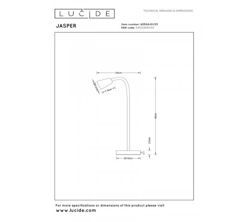 Настольная лампа Lucide Jasper 65506/01/33