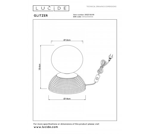 Настольная лампа Lucide Glitzer 10527/01/10