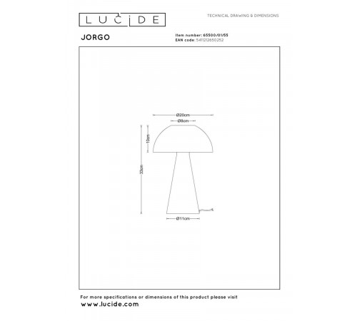Настольная лампа Lucide Jorgo 65500/01/55