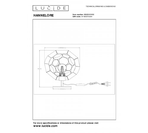 Настольная лампа Lucide Hannelore 10523/01/02 Настольная лампа Lucide Hannelore 10523/01/02