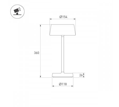Настольная лампа аккумуляторная Arlight SP-LATIDE-1.5W Warm2700 (Черный, 125 deg, 5V) (IP54 Металл) 060834