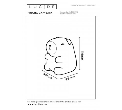 Настольная лампа Lucide Pincha Capybara 54500/01/38