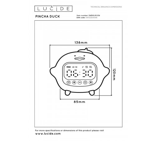 Настольная лампа Lucide Pincha Duck 54500/01/34