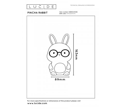 Настольная лампа Lucide Pincha Rabbit 54500/01/66