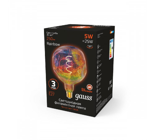 Лампа светодиодная диммируемая филаментная Gauss E27 5W 1800K шар розовый 1007802103