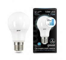 Лампа светодиодная диммируемая Gauss E27 10W 4100K матовая 102502210-S