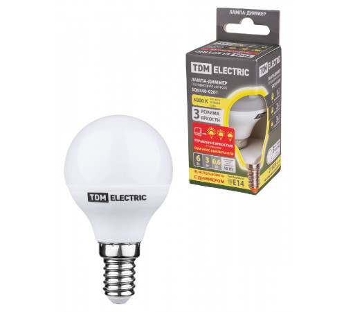 Лампа светодиодная диммируемая TDM Electric Е14 6W 3000K матовая SQ0340-0201