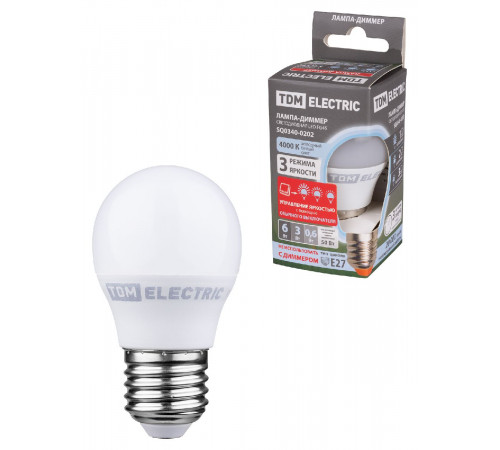 Лампа светодиодная диммируемая TDM Electric E27 6W 4000K матовая SQ0340-0202