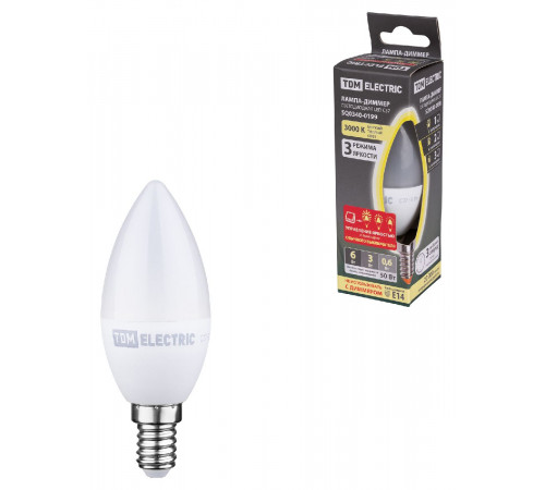 Лампа светодиодная диммируемая TDM Electric Е14 6W 3000K прозрачная SQ0340-0199