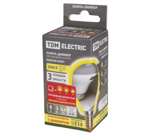 Лампа светодиодная диммируемая TDM Electric Е14 6W 3000K матовая SQ0340-0201