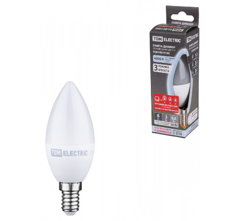 Лампа светодиодная диммируемая TDM Electric Е14 6W 4000K прозрачная SQ0340-0198