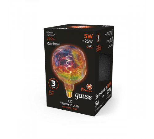 Лампа светодиодная диммируемая филаментная Gauss E27 5W 1800K шар розовый 1007802103